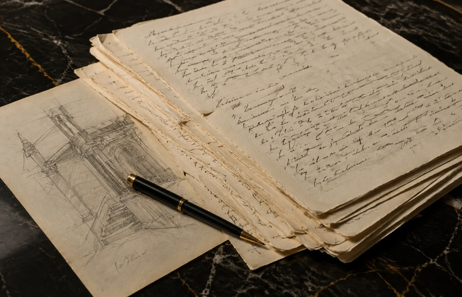 Manuscript pages and editorial notes