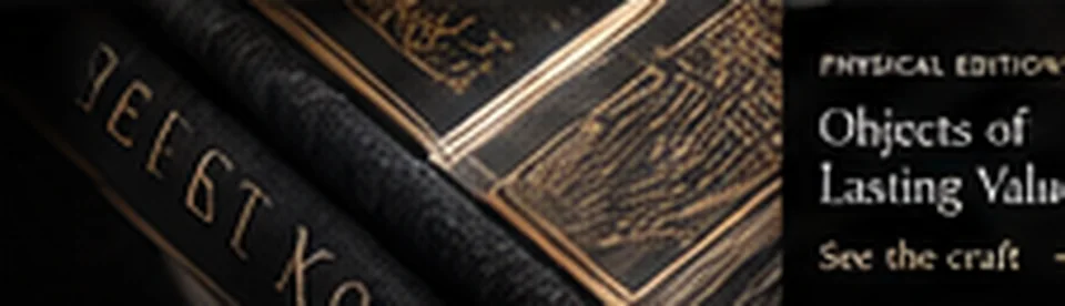 Gold edition detail on a dark binding