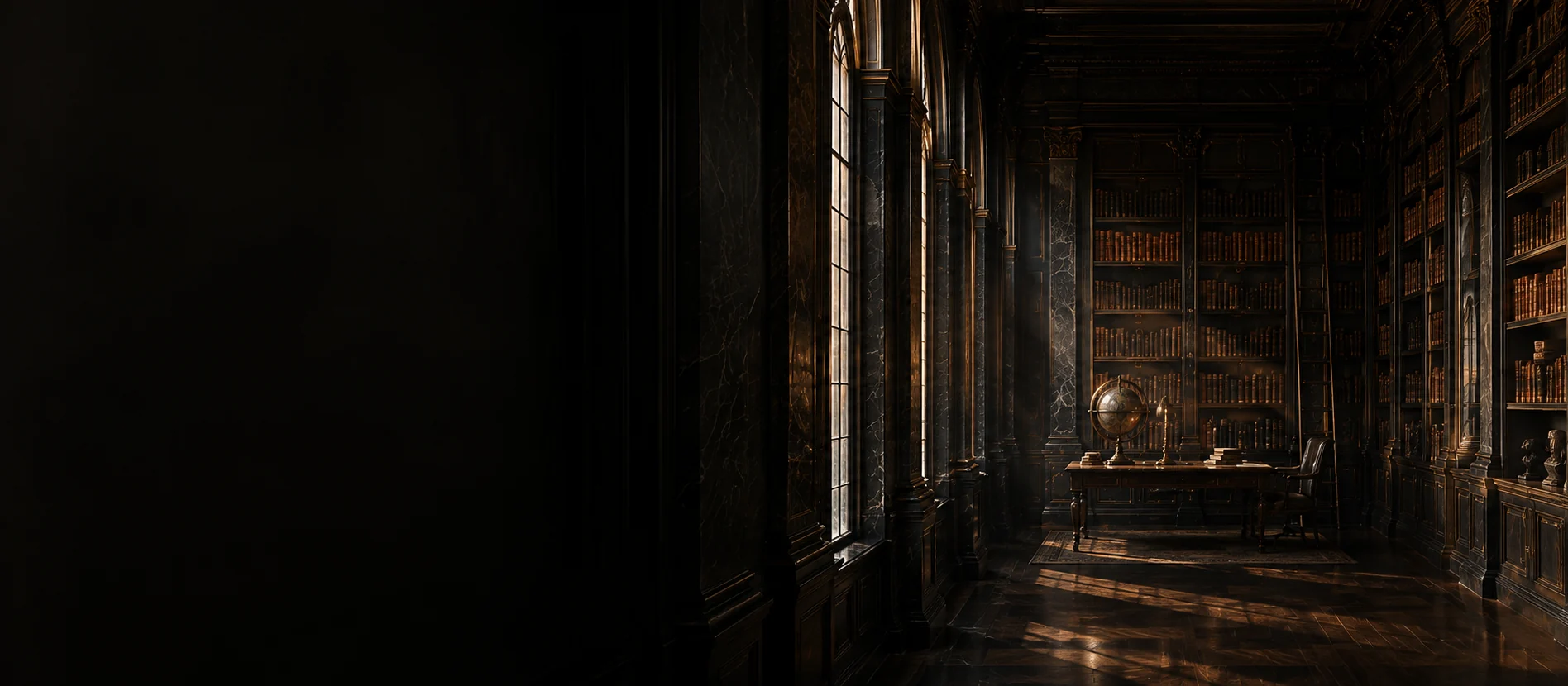 A quiet library room prepared for reading